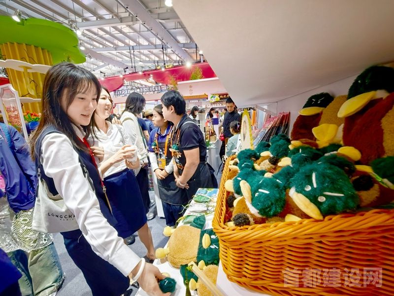 市民在挑选北海公园的网红文创绿头鸭
